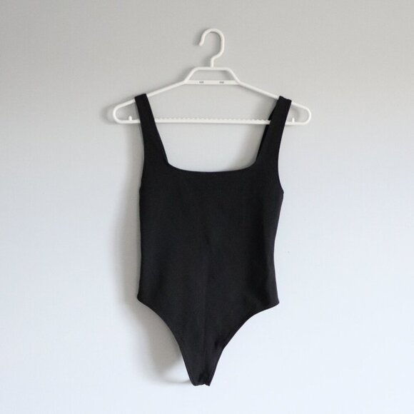 Wilfred Free Womens Sz S Black Square Neck Sleeveless One Piece Stretch Bodysuit - Picture 1 of 10